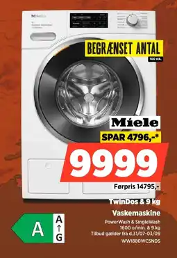 Power Miele TwinDos & 9 kg Vaskemaskine tilbud