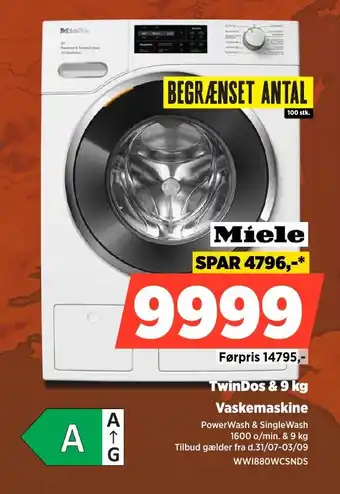 Power Miele TwinDos & 9 kg Vaskemaskine tilbud
