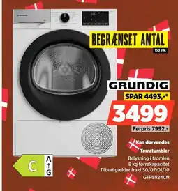 Power Grundig Kan dørvendes Tørretumbler tilbud