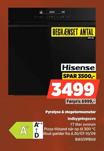 Power Hisense Pyrolyse & stegetermometer Indbygningsovn tilbud