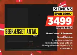 Power Siemens Home Connect & flex-zoner 60 cm induktion tilbud