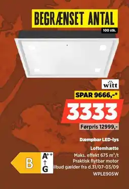 Power Witt Dæmpbar LED-lys Loftemhætte tilbud