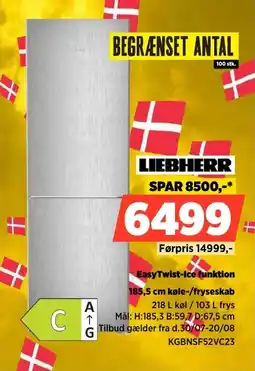 Power Liebherr EasyTwist-Ice funktion 185,5 cm køle-/fryseskab 218 L køl / 103 L frys tilbud