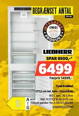 Power Liebherr Tysk kvalitet 177,2 cm int. køle-/fryseskab tilbud