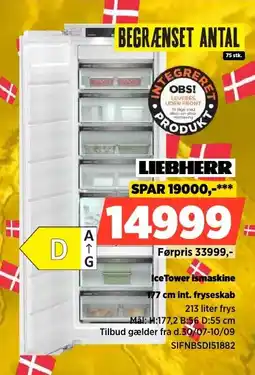 Power Liebherr Ice Tower ismaskine 77 cm int. fryseskab tilbud