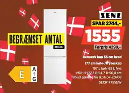Power Senz Bemærk kun 55 cm bred 177 cm køle-/fryseskab tilbud