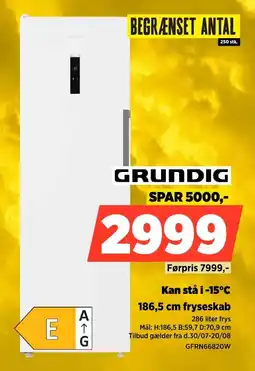 Power Grundig Kan stå i -15°C 186,5 cm fryseskab tilbud