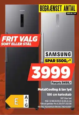 Power Samsung MetalCooling & lav lyd 186 cm køleskab tilbud