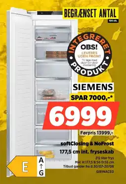 Power Siemens softClosing & NoFrost 177,5 cm int. fryseskab tilbud