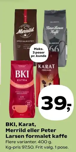 Coop.dk BKI, Karat, Merrild eller Peter Larsen formalet kaffe tilbud