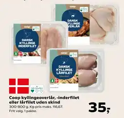 Coop.dk Coop kyllingeoverlår, -inderfilet eller lårfilet uden skind tilbud