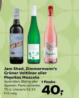 Coop.dk Jam Shed, Zimmermann's Grüner Veltliner eller Piquitos Moscato tilbud