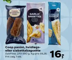 Coop.dk Coop panini, hvidløgs- eller ciabattabaguette tilbud
