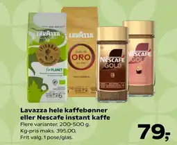 Coop.dk Lavazza hele kaffebønner eller Nescafe instant kaffe tilbud
