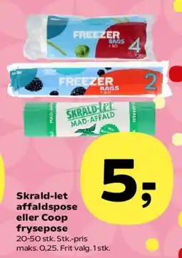 SuperBrugsen Skrald-let affaldspose eller Coop frysepose tilbud