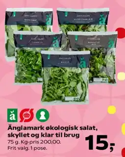 SuperBrugsen Änglamark økologisk salat, skyllet og klar til brug tilbud