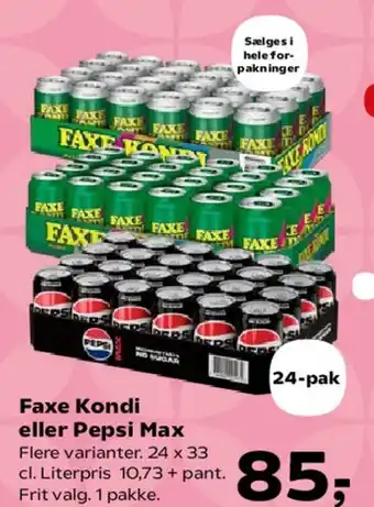 SuperBrugsen Faxe Kondi eller Pepsi Max tilbud