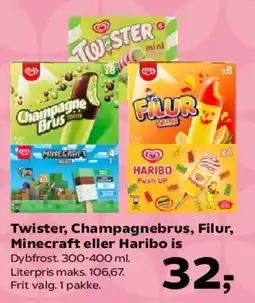 SuperBrugsen Twister, Champagnebrus, Filur, Minecraft eller Haribo is tilbud