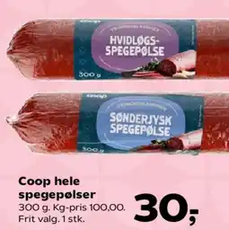 Kvickly Coop hele spegepølser tilbud