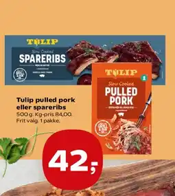 Kvickly Tulip pulled pork eller spareribs tilbud