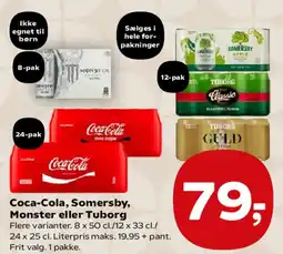 Kvickly Coca‑Cola, Somersby, Monster (pakker) tilbud