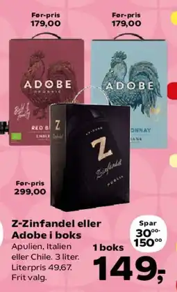 Kvickly Z-Zinfandel eller Adobe i boks tilbud
