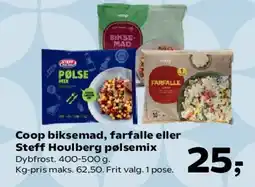 Kvickly Coop biksemad, farfalle eller Steff Houlberg pølsemix tilbud