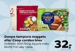Kvickly Danpo tempura nuggets eller Coop cordon bleu tilbud