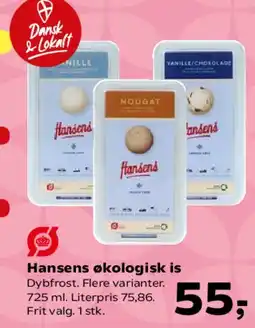 Kvickly Hansens økologisk is tilbud