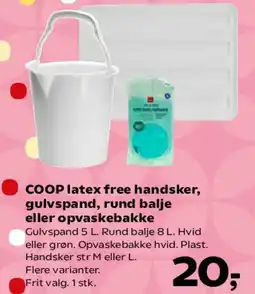 Kvickly COOP latexfri handsker / gulvspand / rund balje / opvaskebakke tilbud
