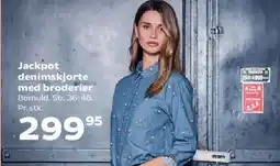 Kvickly Jackpot denimskjorte med broderier tilbud