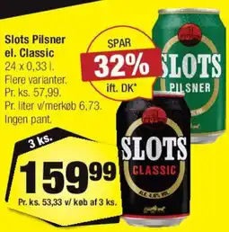 Calle Slots Pilsner / Slots Classic (crate) tilbud