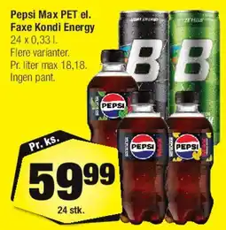 Calle Pepsi Max PET / Faxe Kondi Energy (flasker) tilbud