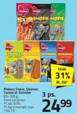 Fleggaard Malaco Snøre / Stjerner / Twists / Strimler tilbud