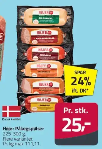 Fleggaard Højer pålægspølser tilbud