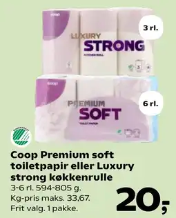 Coop.dk Coop Premium soft toiletpapir eller Luxury strong køkkenrulle tilbud
