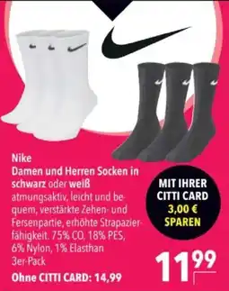 Citti Nike Damen und Herren Socken in schwarz oder weiß tilbud