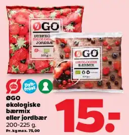 Netto ØGO økologiske bærmix eller jordbær tilbud