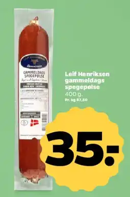 Netto Leif Henriksen gammeldags spegepølse tilbud
