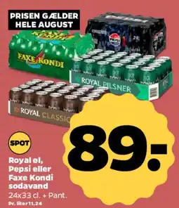 Netto Royal, Pepsi eller Faxe Kondi (24 x 33 cl) tilbud