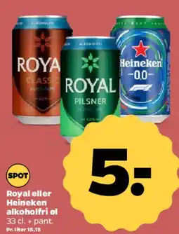 Netto Royal eller Heineken alkoholfri 33 cl tilbud