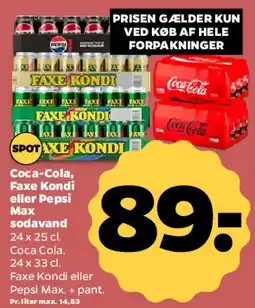 Netto Coca-Cola, Faxe Kondi eller Pepsi Max (24 x 25 cl) tilbud
