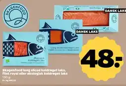 Netto Skagenfood long sliced koldrøget laks, filet royal eller økologisk koldrøget laks tilbud