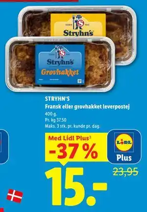 Lidl STRYHN'S Fransk eller grovhakket leverpostej, App-pris tilbud