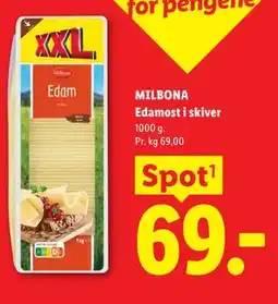 Lidl MILBONA Edamost i skiver tilbud