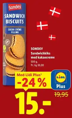 Lidl SONDEY Sandwichkiks med kakaocreme, App-pris tilbud