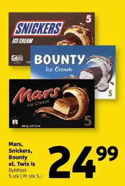 Løvbjerg Mars, Snickers, Bounty el. Twix is tilbud
