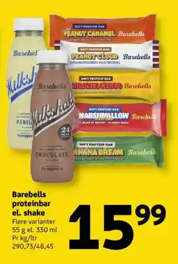 Løvbjerg Barebells proteinbar el. shake tilbud
