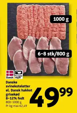 Løvbjerg Dansk slagter Danske svinekoteletter el. Dansk hakket grisekød 8-12% fedt tilbud