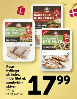 Løvbjerg Rose kyllinge strimler, inderfilet el. sandwich- skiver tilbud